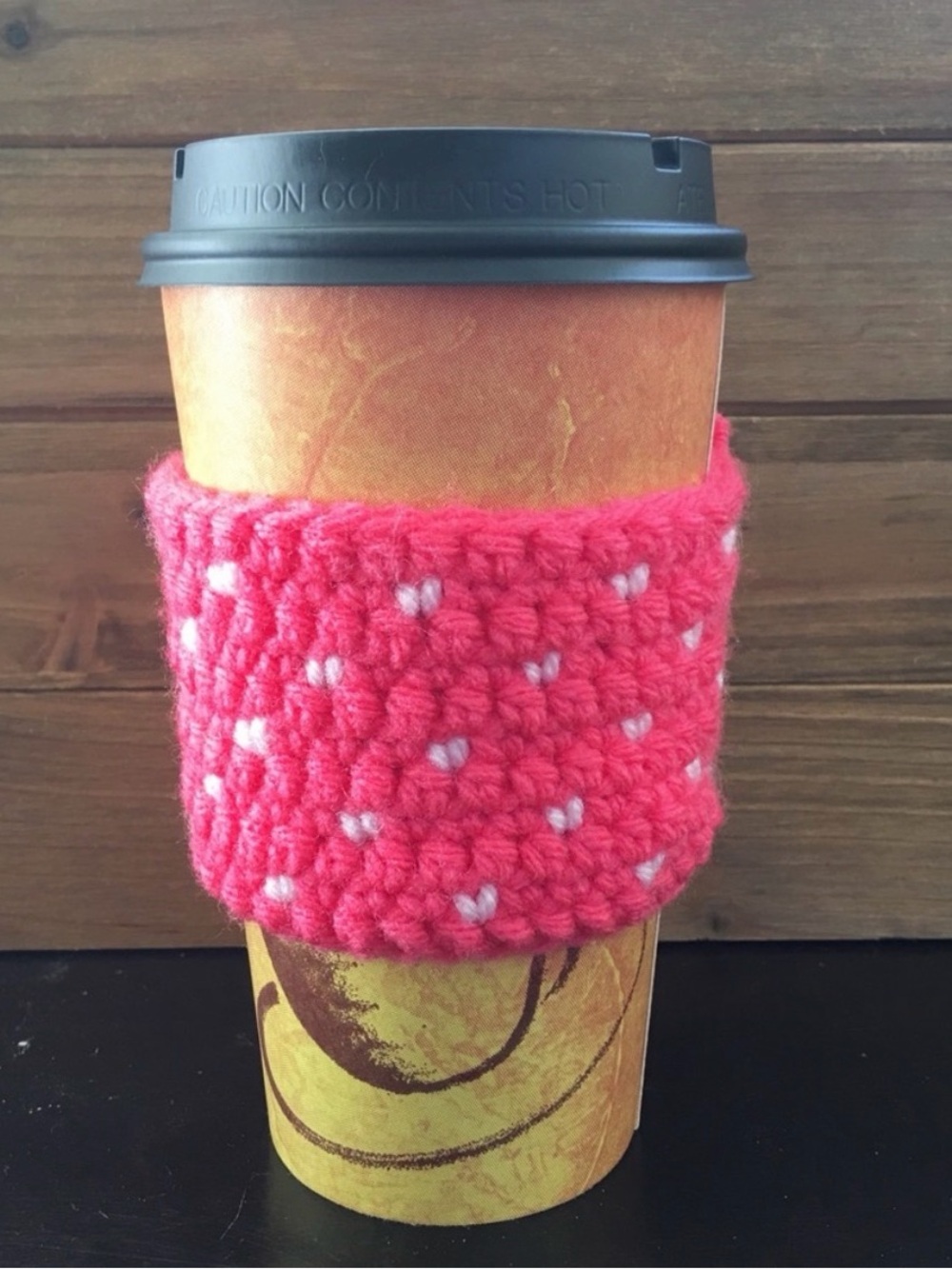 Handmade Pink Crochet Coffee Sleeve - Cozy Cup Cozy